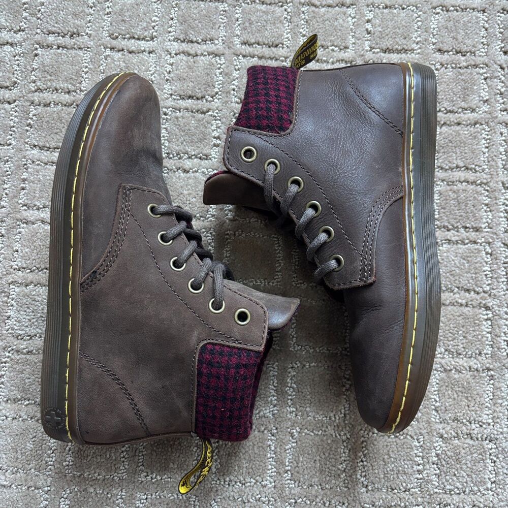 Dr Martens Maelly Leather Ankle Boot Womens 5 Brown Padded Collar Casual Lace Up